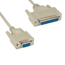 Lot 10 DB9 Female to DB25 Female Null Modem Serial Cable 28 AWG Crossover Pin PC picture