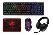 T-WOLF TF400 4-in-1 RGB Gaming Combo Keyboard Mouse Headset Mouse Pad Kit NEW picture