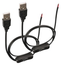 HCFeng DC 2-pin USB Cable with ON/Off Switch 2.0 A Male 1 meter, Black  picture