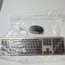 Wireless Full Size Ultra Slim Keyboard & Mouse Bundle, Black & Gold, Silent Cli… picture