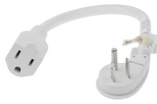 SF Cable 1ft Ultra Low Profile Angle NEMA 5-15P to NEMA 5-15R Power Cord - White picture