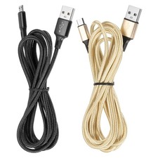2Pcs Controller Charger Cable 6Ft USB A to Micro USB Fast Charging Gold/Black picture