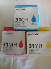 Color Set of 3 Ricoh High Yield Inks GC31C GC31M GC31Y CMY GX e7700n e5550n picture