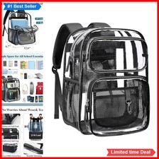 Clear Backpack 17 Inch Heavy Duty PVC 16 Inch Laptop Sleeve 22 lb Capacity For picture