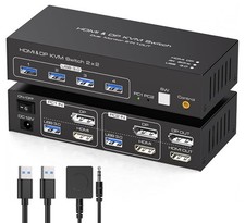HDMI+Displayport KVM Switch 2 Monitors 2 Computers 4K@60Hz KVM Switcher picture