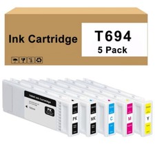 5Pack T694 T6941 700ML Ink Cartridge for SureColor T3000 T3270 T5000 T5270 T7000 picture