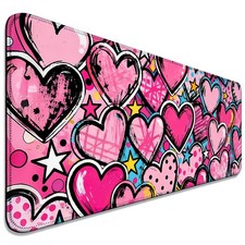 Pink Heart Star Large Mouse Pad Desk Mat For Gaming Office Home picture