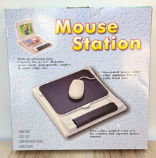 New Vintage Computer Mouse Station Built-in Accessory Tray Padded Wrist Roller picture