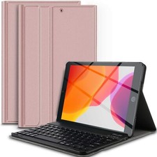 PU Leather Wireless Keyboard Case for 2019 iPad 10.2 Tablet 7th Gen, Rosegold picture
