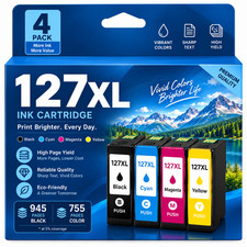 127XL 127  Ink Cartridges 4Pack For T127 WorkForce 633 645 WF-3530 3540 7510 picture