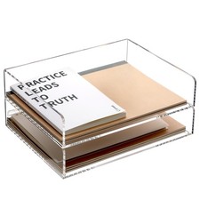 Acrylic Desk Organizer Stackable Paper Tray Letter Size 2 Pack Clear SANRUI picture