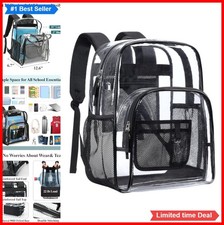Clear Backpack 17 Inch 16 Inch Laptop Sleeve PVC Heavy Duty 22 lb School Bag picture