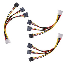 3 Pack 4Pin Molex to 3X Sata 15Pin Splitter Connector Power Supply Cable Adapter picture