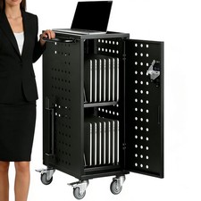 Mobile Laptop Charging Cart with Lock & Key-Cart Up To 15.6