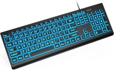 K11PRO Large Print Backlit Keyboard, 3X Larger Font Wired USB Lighted Compute... picture