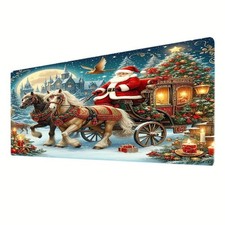 Christmas Mouse Pad, Oversized, Featuring a Santa Claus in a Sleigh Design, Pe picture