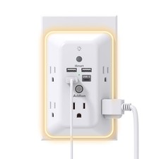 5 Outlet Extender with Night Light 4 USB Ports 1 USB-C Wall Charger White picture