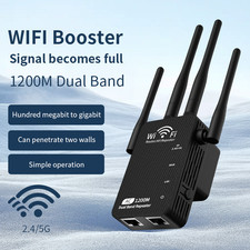 WiFi Extender Booster 1200Mbps, Dual Band 5GHz/ 2.4GHz with 3 Modes/4 Antennas picture