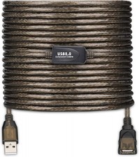 LDKCOK USB 2.0 Type A Male to A Female Active 50FT, Transparent black  picture