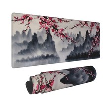Japanese Sakura Watercolor Painting Extended Mouse Pad 31.5x11.8 Inch Cherry ... picture