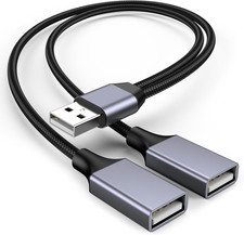 USBA Y Splitter 1 in 2 Out, USB Male to 2 Female Cable for PC, Tablet, Laptop picture