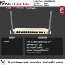 **Lot of 5** Cisco  MX68CW-HW Cloud Security Appliance Firewall w/ Antenna picture