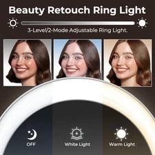 BLACK/WHITE - PIXELFORGE 2K WEBCAM FOR PC WITH MICROPHONE & LIGHT & PRIVACY picture