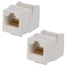 2 Pcs Cat6 RJ45 Tool Less Keystone Jack Ethernet Network For Solid Cables White picture