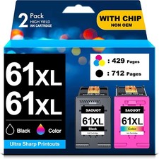 2PK 61XL Ink Cartridge Combo Pack Compatible for HP Ink 61 XL for Envy 4500 5530 picture