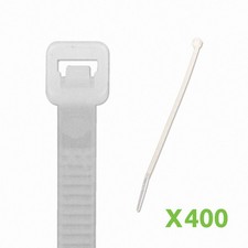 6 Inch Nylon Cable Wire Zip Tie 50 lbs - Natural White 400 Pack Lot Pcs Qty picture