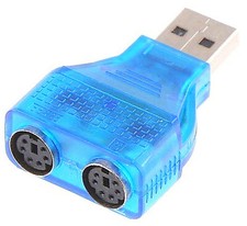 USB to Dual PS/2 ps2 Keyboard & Mouse Converter Adaptor BLUE adapter SANOXY picture