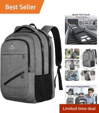 TSA Approved Travel Laptop Backpack for 17 Inch Devices - Water Resistant Grey picture