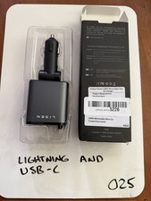 LISEN Retractable Wire Car Charger Lightning USB-C 2-in-1 Fast Charging Grey picture