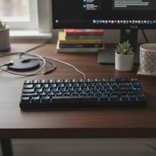 Black Shine Through Cherry Profile Keycaps Set Forged Carbon Side Print ANSI picture