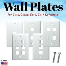 Wall Plate for Cat5e Cat6 Cat7 Keystone RJ45 Jack White 1 2 3 4 6 Ports Hole Lot picture