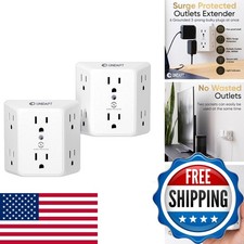 Unidapt Multi Plug 6 Outlet Extender, Surge Protector 900J, 2 Pack picture