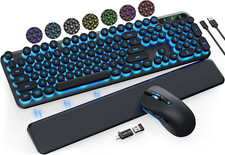 Wireless Backlit Keyboard Mouse Combo Retro 7-Color Light, Wrist Rest, USB 2.4G picture
