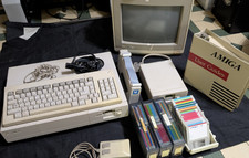 Amiga 1000 Computer w/ Monitor Keyboard Mouse Disc Drive Sidecar Expansion Discs picture