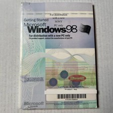 VTG Microsoft Windows 98 Setup Guide & Product Key w/ COA for Sony PC SEALED DS picture