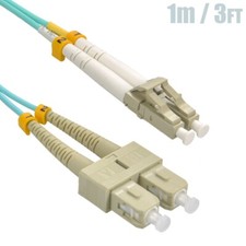 1M 3FT LC to SC OM3 Duplex 50/125 Multi Mode Fiber Optic Optical Cable Aqua picture