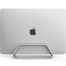 Vertical Laptop Stand Compatible with MacBook Pro Air Aluminium Silver Stand picture
