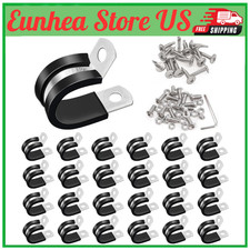50PCS 1/2 Inch Cable Clamps 304 Stainless Steel Rubber Cushion Insulated Wire Cl picture
