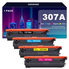 DooDoke 307A Toner Cartridge 4-Pack for HP CP5225 CE740A CE741A CE742A CE743A picture