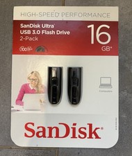 SanDisk Ultra 16GB USB 3.0 Flash Drive 2-Pack 100MB/s Black Password picture