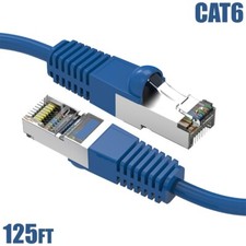 125FT Cat6 RJ45 Ethernet LAN Network SSTP Shielded Patch Cable Copper 26AWG Blue picture