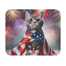 Patriotic Cat Mouse Pad, Cute Design, Great Gift, Office Decor, Cat Lovers picture