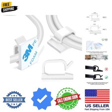 120PCS Adhesive Cable Wire Clips White, Cable Staples Outdoor Cable Managemen... picture