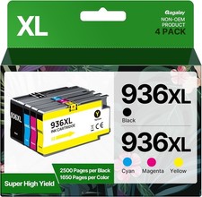 936XL Ink Cartridges Combo Pack Black Cyan Magenta Yellow for HP 4 Pack picture
