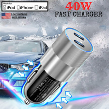 40W Dual PD Type C Fast Car Charger USB-C Adapter For iPhone 17 16 15 14 13 12 8 picture