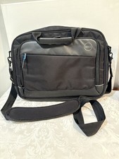Dell Black Nylon Brief Case Bag Computer Tote With Shoulder Strap picture